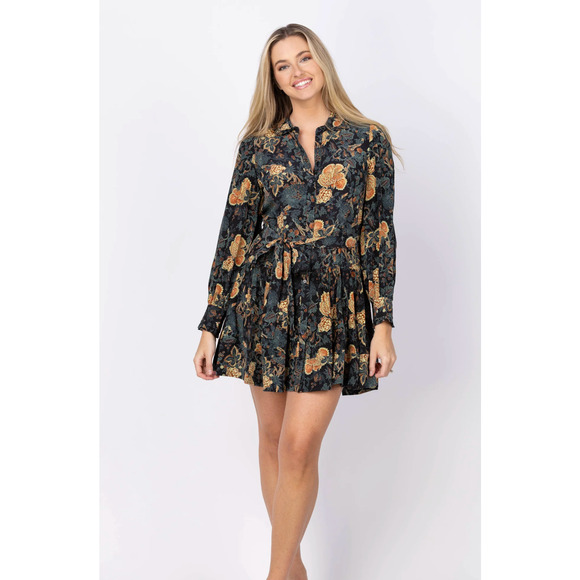 Ulla Johnson Simona Silk Long Sleeve Mini Dress in Nuit US 2 - Picture 2 of 8